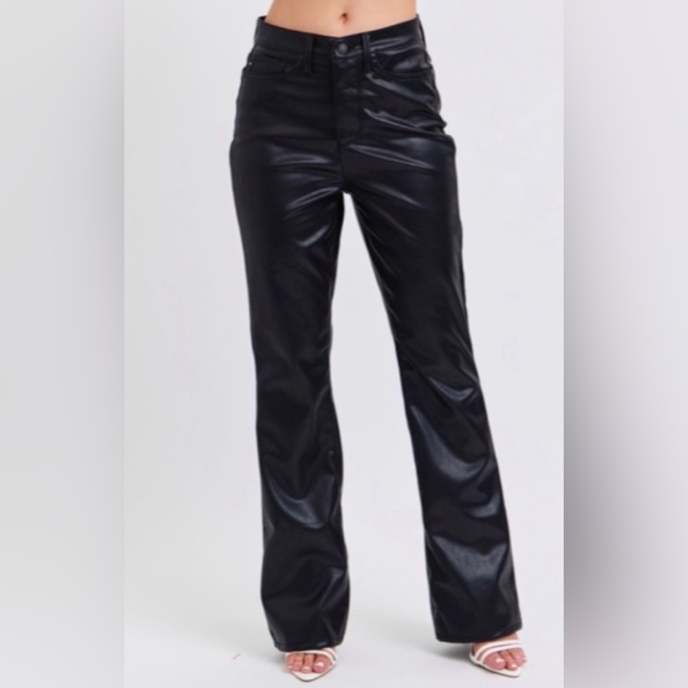 Judy Blue Black Faux Leather Bootcut Pants Size 28/7